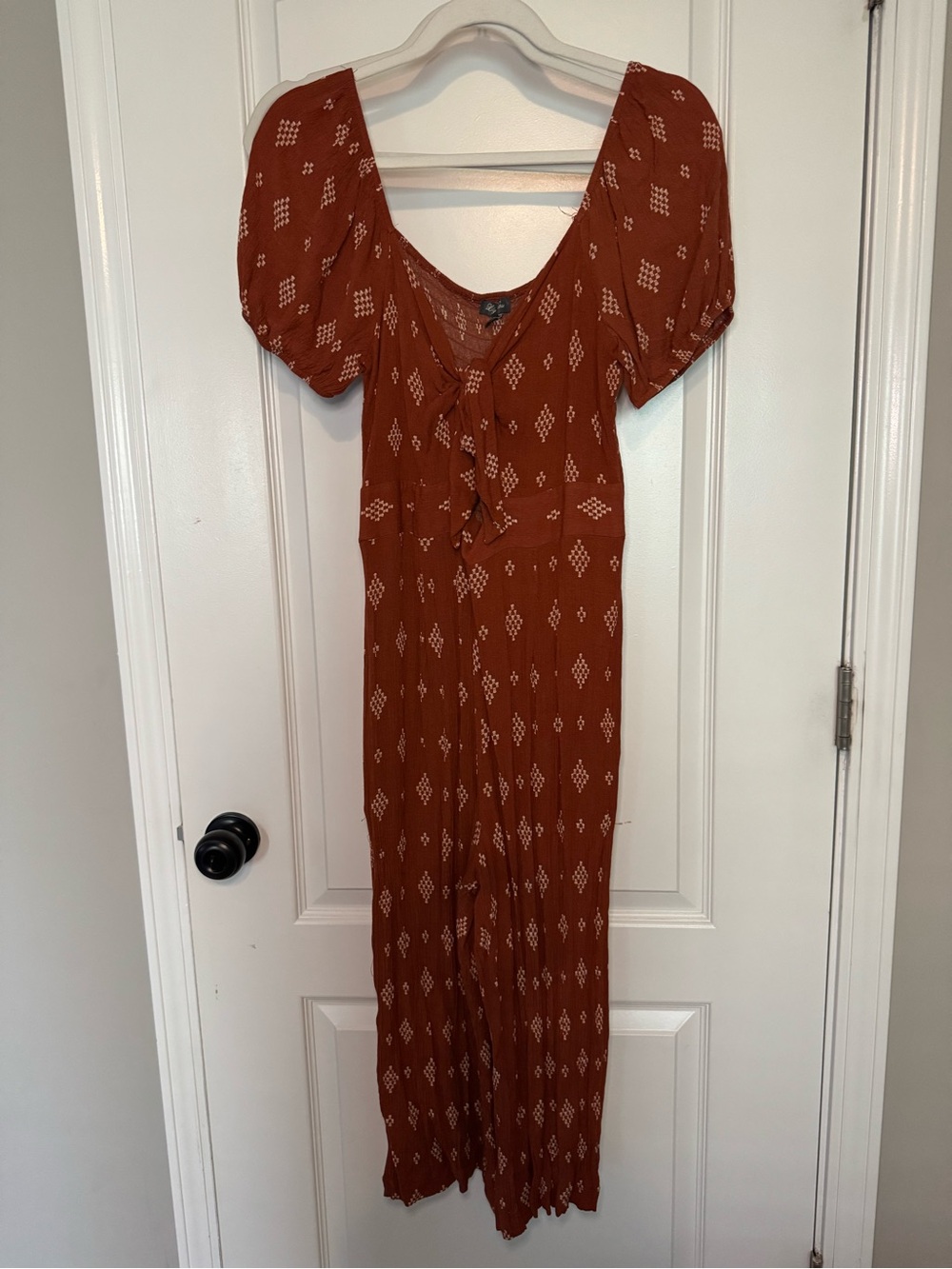 Lily Rose Rust Maxi Dress with White Diamond Motif